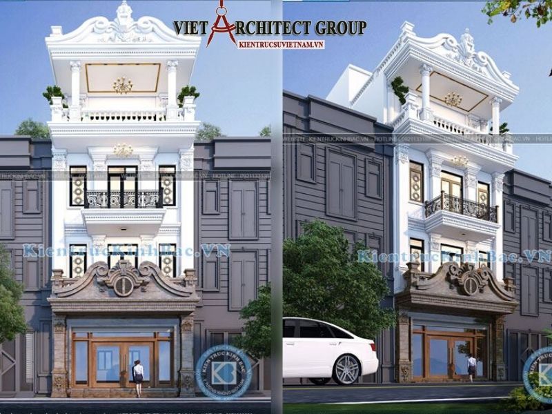 Thiết kế nhà tân cổ điển 3 tầng đẹp sang trọng đẳng cấp - Việt Architect Group - Kiến Trúc Sư Việt Nam