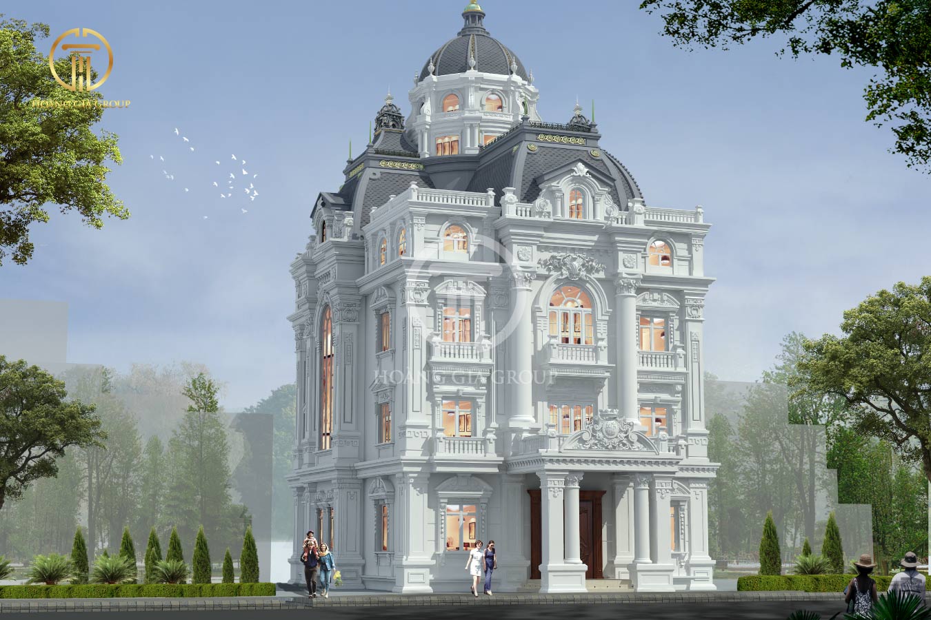 Thiết kế kiến trúc biệt thự lâu đài cổ điển Hải Phòng BT01716C - Hoàng Gia Group