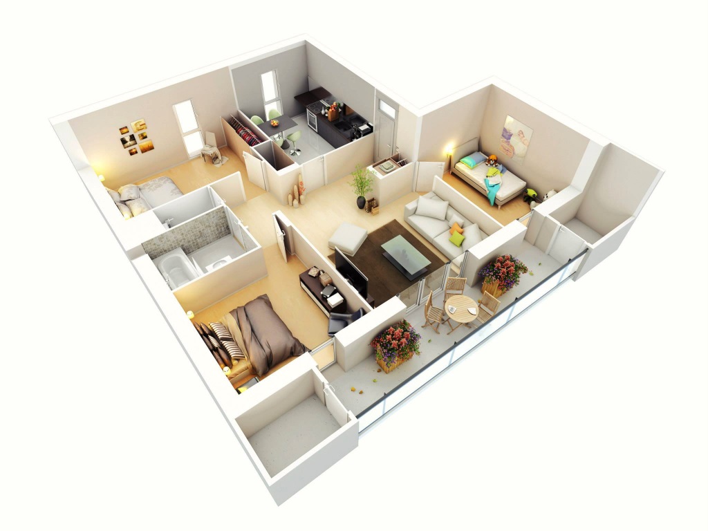 Thiết kế nội thất chung cư 3 phòng ngủ phong cách hiện đại
