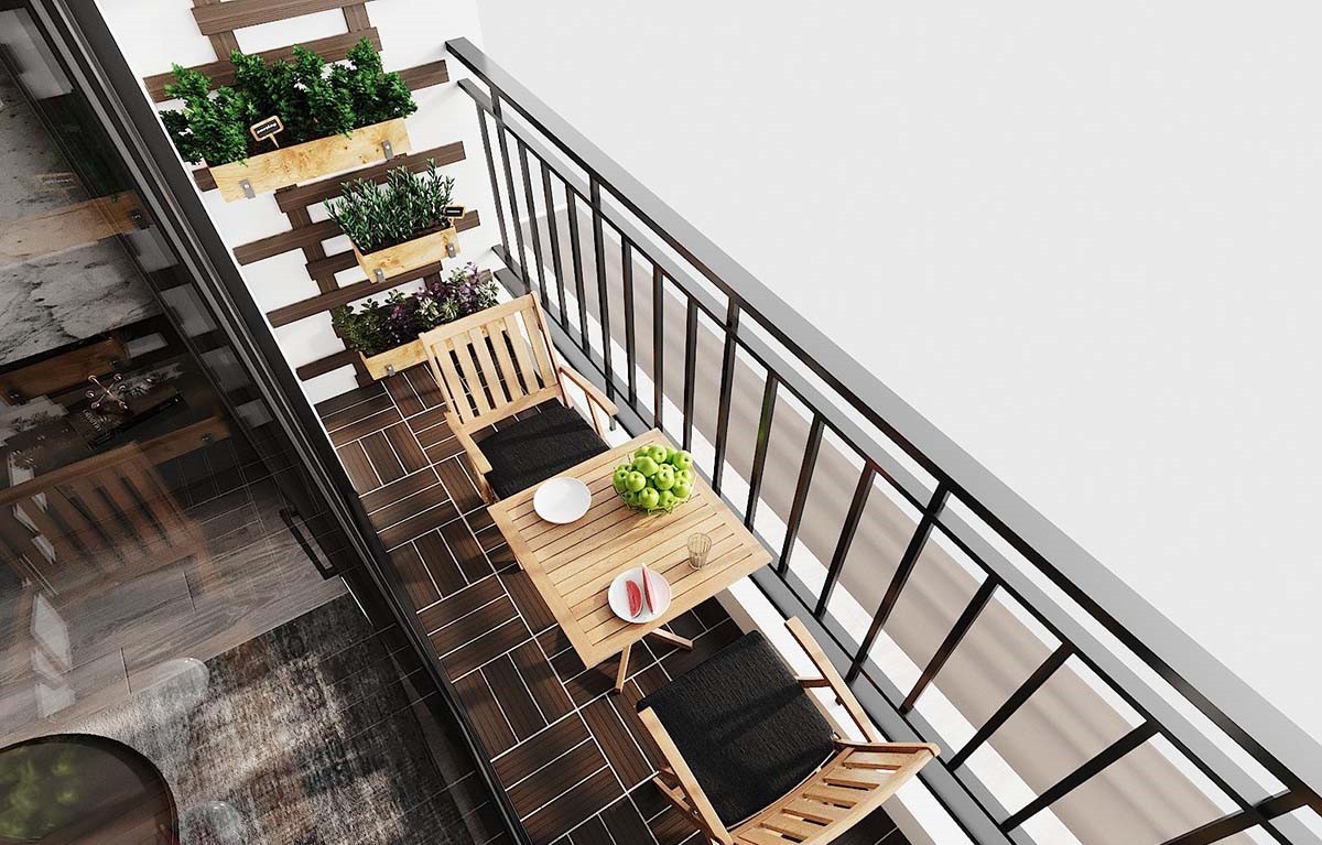 Bộ bàn ghế gỗ xếp nhỏ gọn cho ban công chung cư