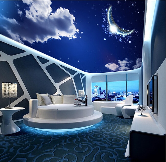 Mẫu trần mây 3D phù hợp với bố cục nội thất chung của căn phòng