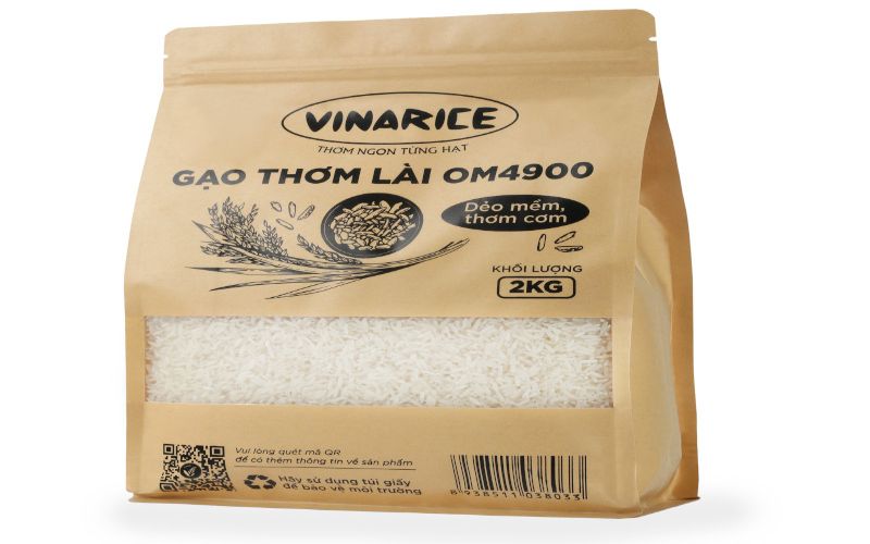 Hình 2: Bao bì gạo giấy Kraft mộc mạc