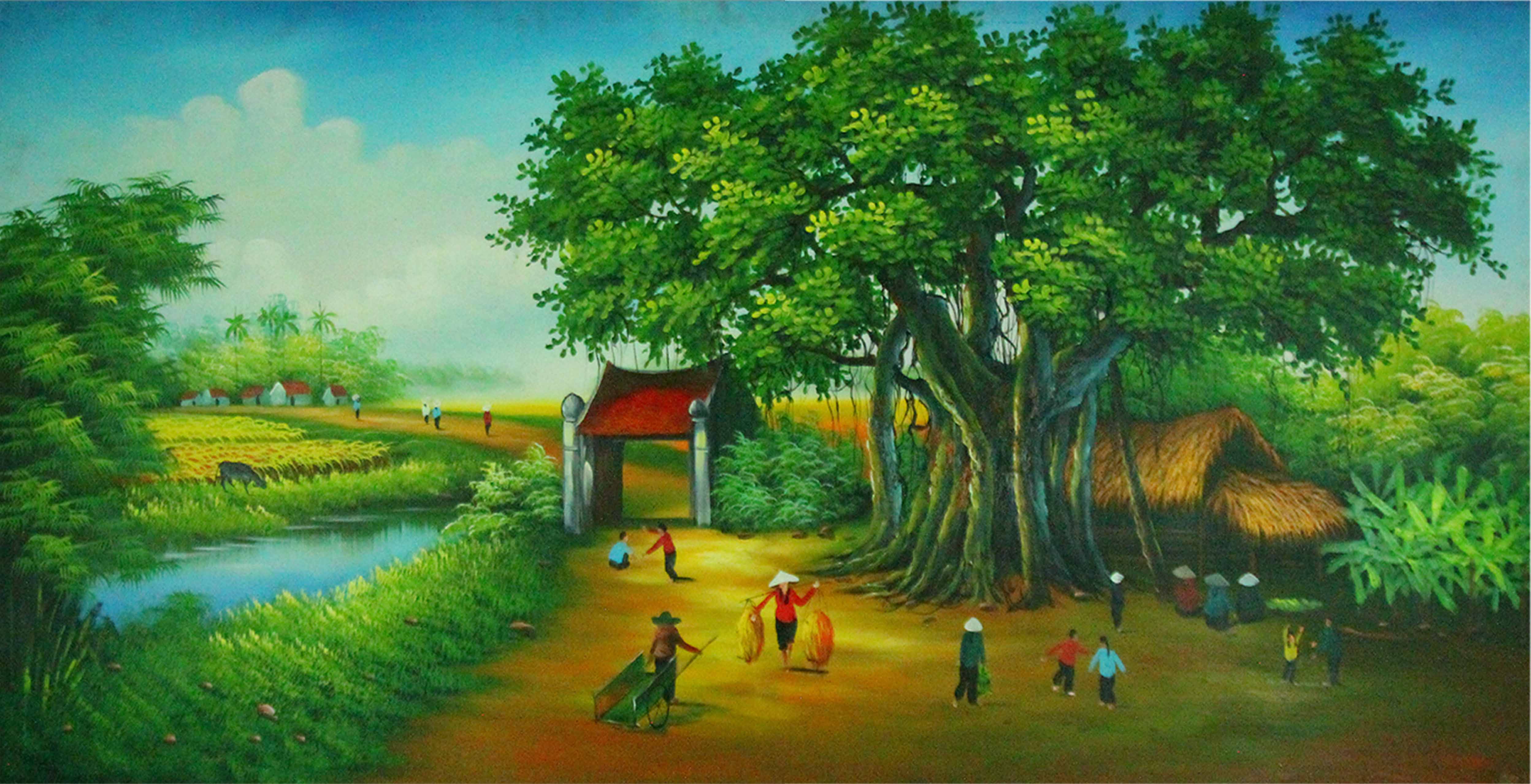 Tranh sơn dầu phong cảnh cánh đồng quê - TSD58LHAR - LEHAIS Art - Tranh sơn  dầu, tranh sơn acrylic, tranh sơn mài, tranh tường, tranh thư pháp, tranh  khắc gỗ, ranh