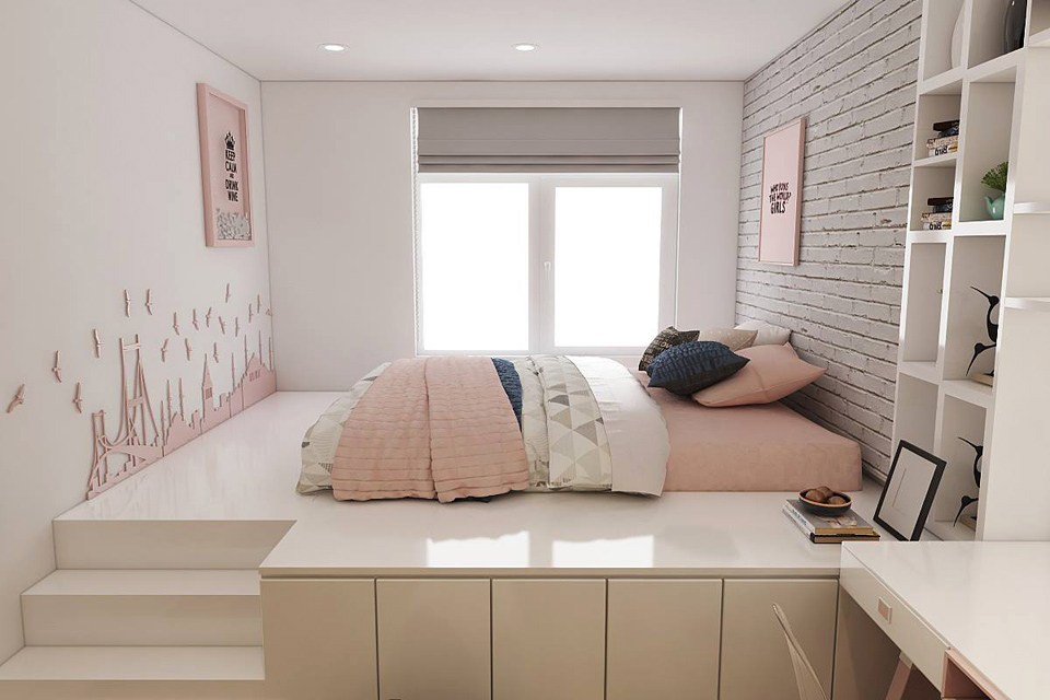 Phòng ngủ hiện đại đơn giản phù hợp với không gian có diện tích nhỏ