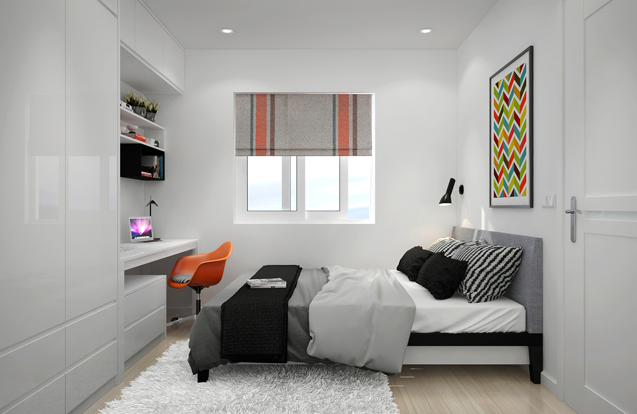 Phòng ngủ hiện đại đơn giản phù hợp với không gian có diện tích nhỏ