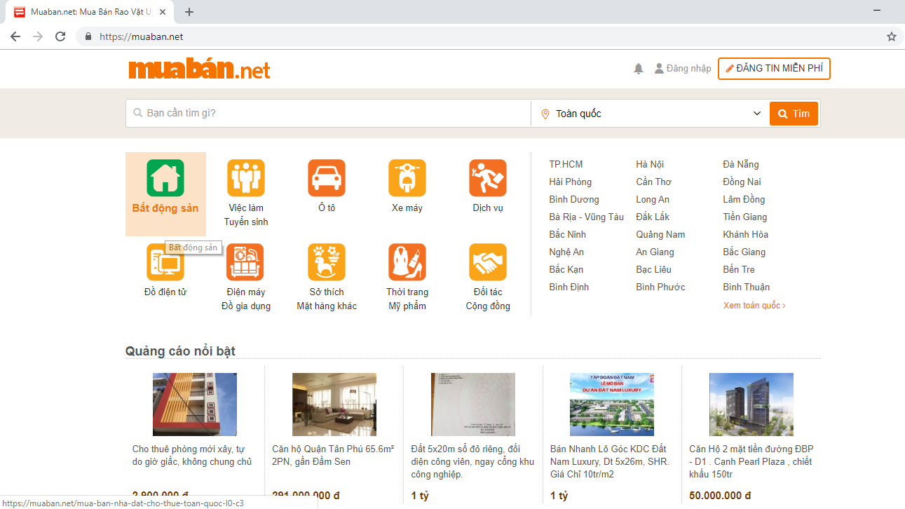Hướng dẫn cách tìm kiếm dịch vụ nhà đất tại muaban.net | Mua Bán