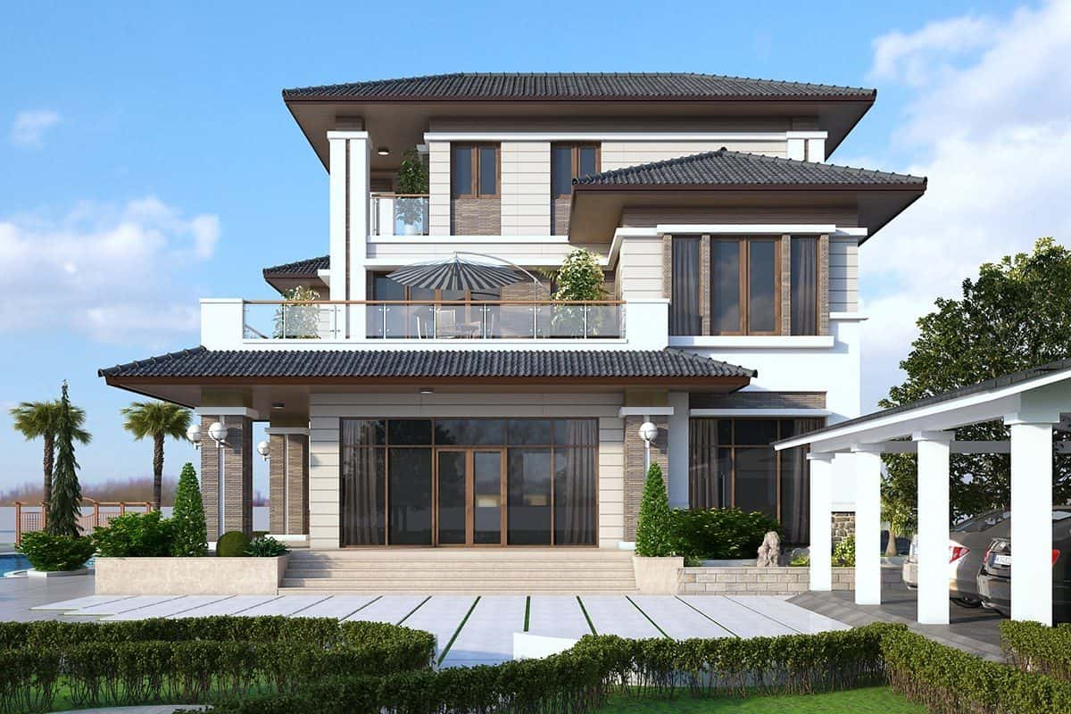 Mãn nhãn với thiết kế biệt thự 2 tầng mái thái đẹp có sân vườn hồ bơi - Việt Architect Group - Kiến Trúc Sư Việt Nam