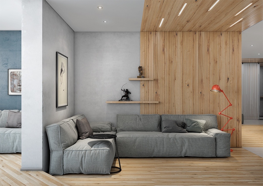 Sofa chữ L giúp không gian phòng khách dài và rộng hơn