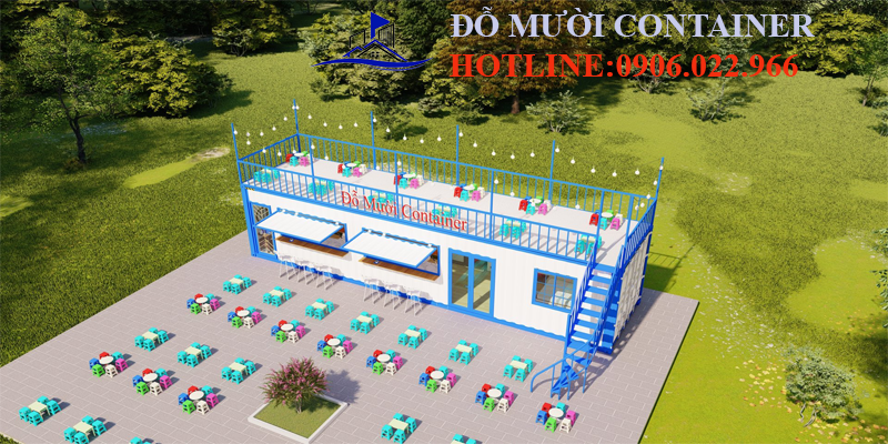 thiết kế nhà container 2 tầng - quán ăn container