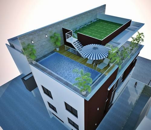 Biệt thự 3,5 tầng xanh có bể bơi, vườn trồng rau trên sân thượng | Biệt thự, Bể bơi, Bơi