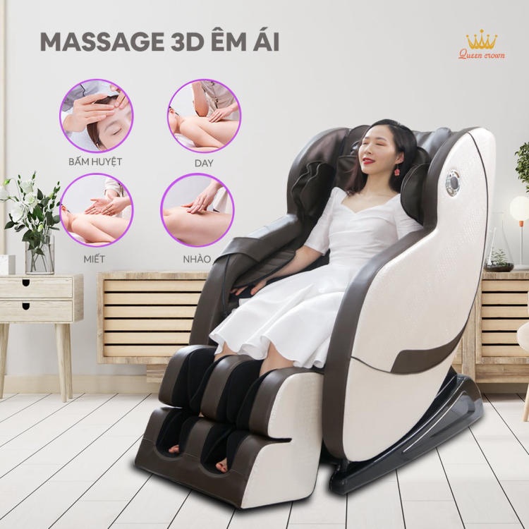 Ghế Massage QUEEN CROWN 3D T1-9 Chất Lượng Cao - Máy Massage Toàn Thân Tích Hợp Nhiệt - Quà Tặng Ý Nghĩa Cho Người Thân | Tiki