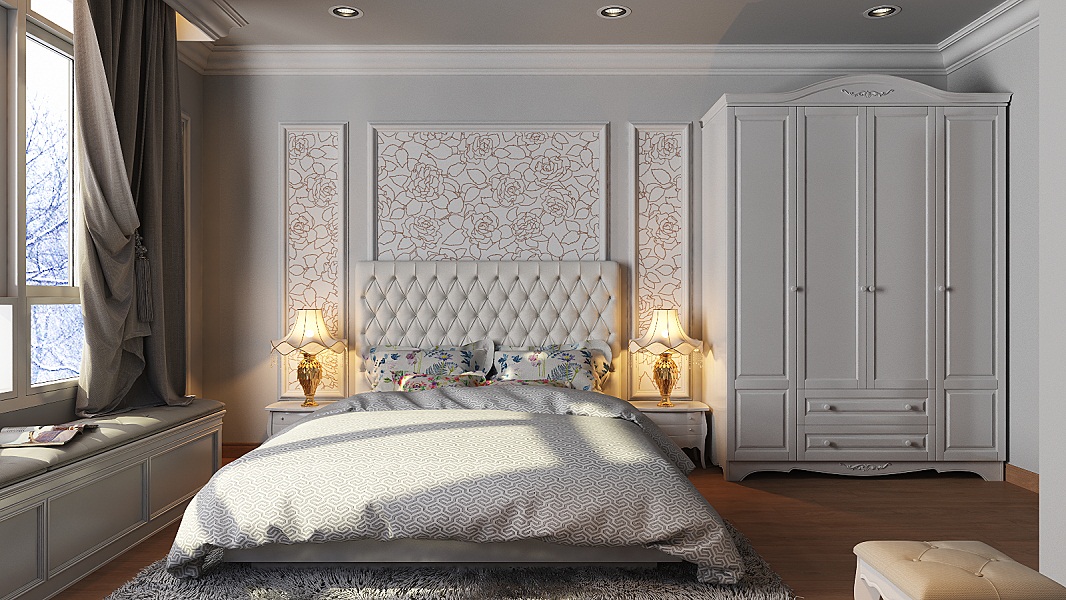 Phòng ngủ theo Phong cách tân cổ điển cho căn hộ 100m2