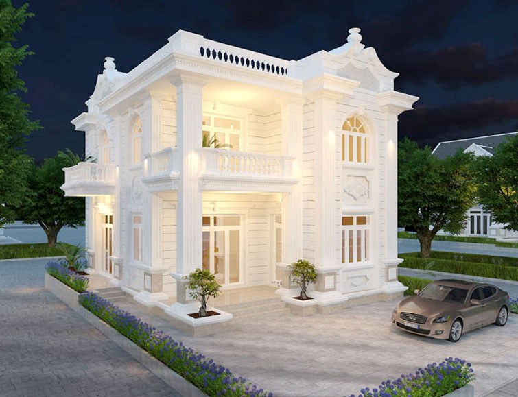 Thiết kế biệt thự tân cổ điển 2 tầng đẹp tại Ninh Bình - BTTCĐ-4777