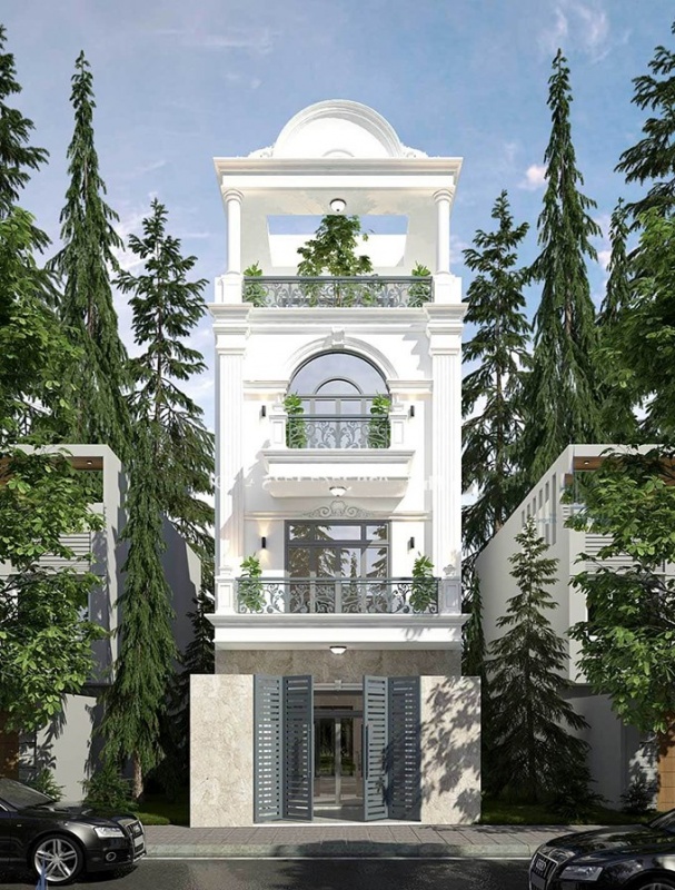 Mẫu thiết kế nhà phố tân cổ điển 3 tầng đẹp sang trọng đẳng cấp 2022
