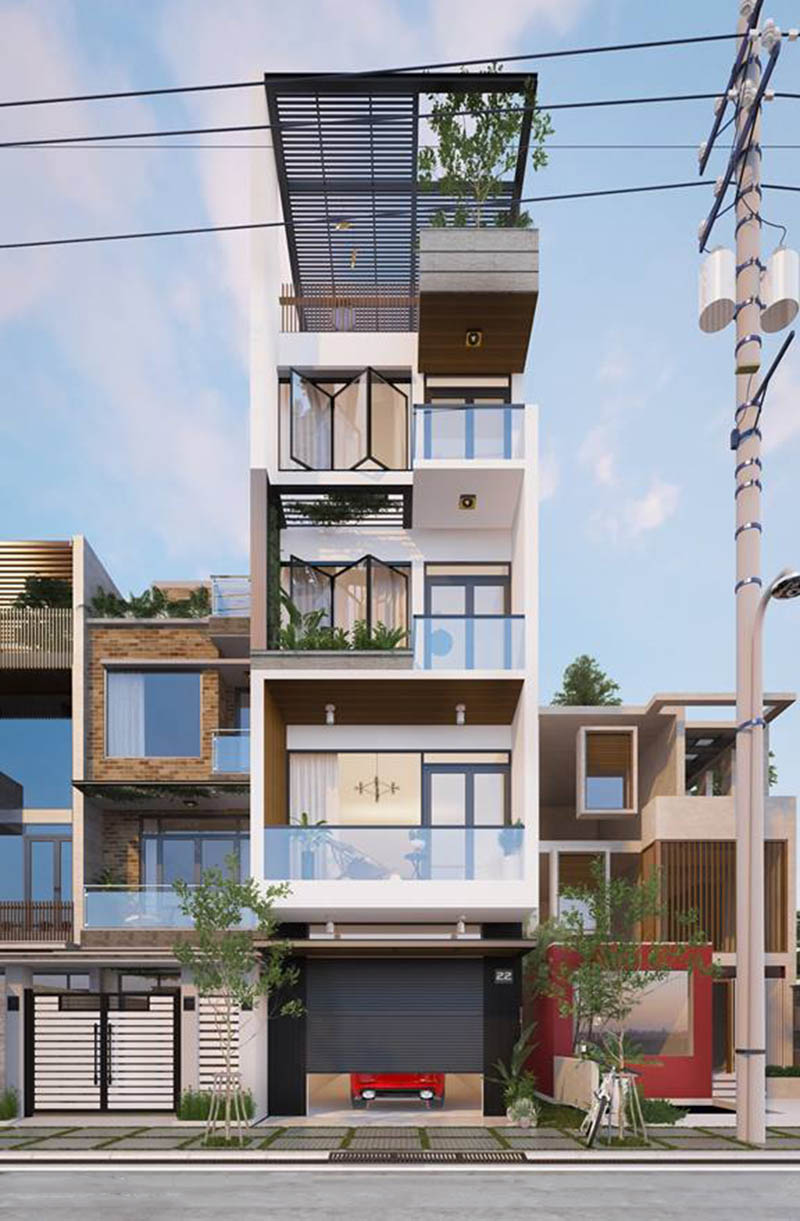 Thiết kế mẫu nhà phố 65m2 5 tầng hiện đại - City Review