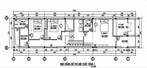 Mặt bằng lầu 1 mẫu nhà 1 trệt 1 lầu 5x20 có gara, 4 phòng ngủ