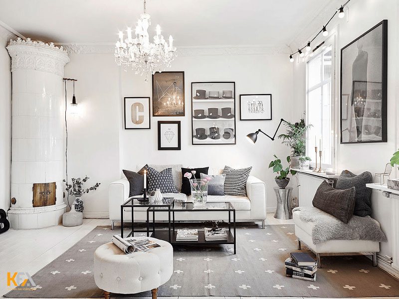 Thiết kế nội thất phong cách Bắc Âu mang đến vẻ đẹp ấn tượng cho không gian phòng khách nhỏ, hẹp