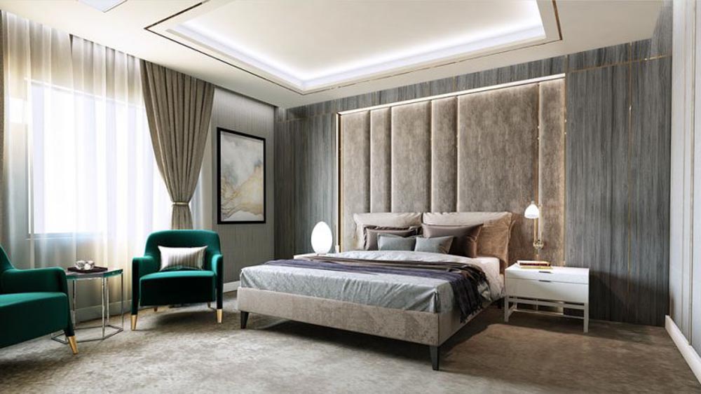Thiết kế phòng ngủ khách sạn 4 sao siêu sang trọng với cách phối màu cá tính