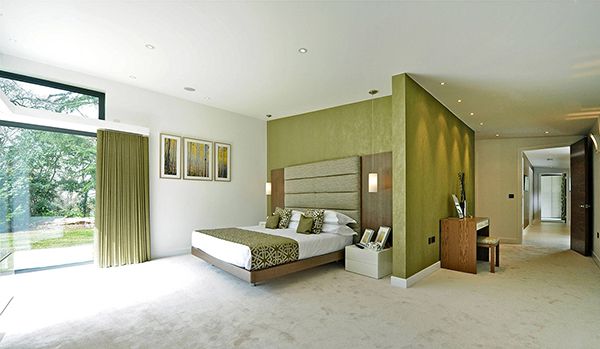 phòng ngủ màu xanh rêu đẹp