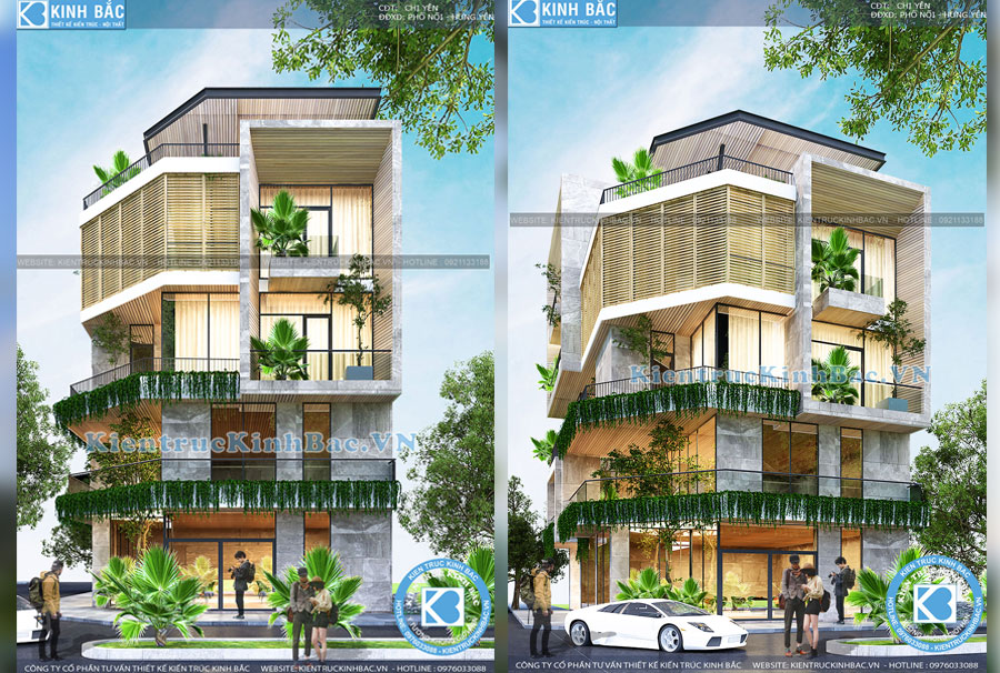 Thiết kế biệt thự hiện đại lô góc 5 tầng tại Hưng Yên KT01319