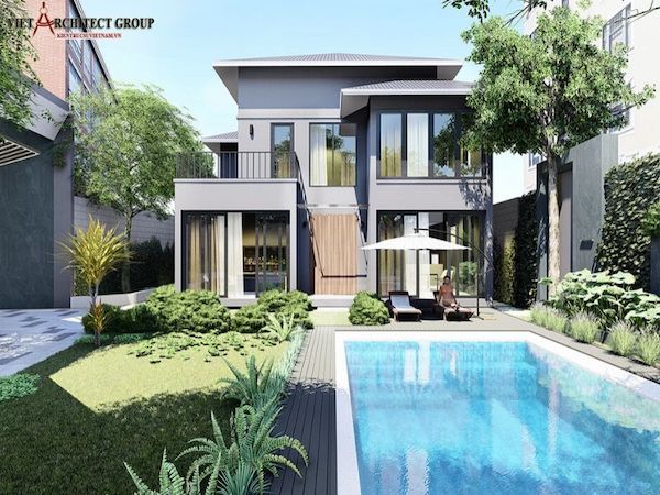 Công trình biệt thự 2 tầng kiến trúc hiện đại có bể bơi - Việt Architect Group - Kiến Trúc Sư Việt Nam