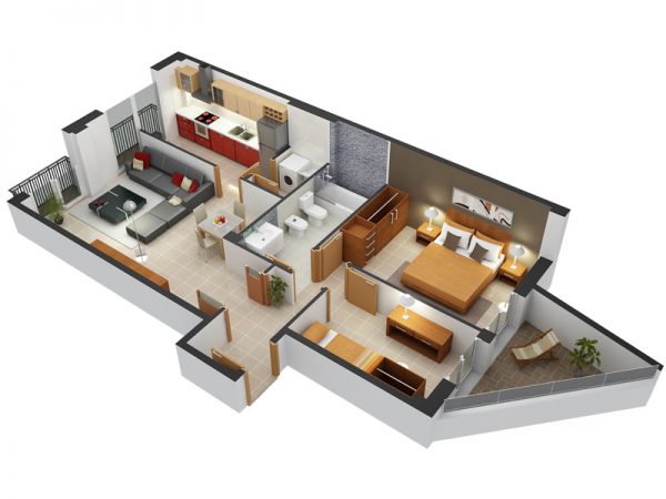 Thiết kế nội thất chung cư 2 phòng ngủ đầy đủ tiện nghi