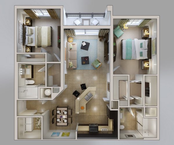 Mẫu thiết kế nội thất chung cư 2 phòng ngủ được ưa chuộng nhất