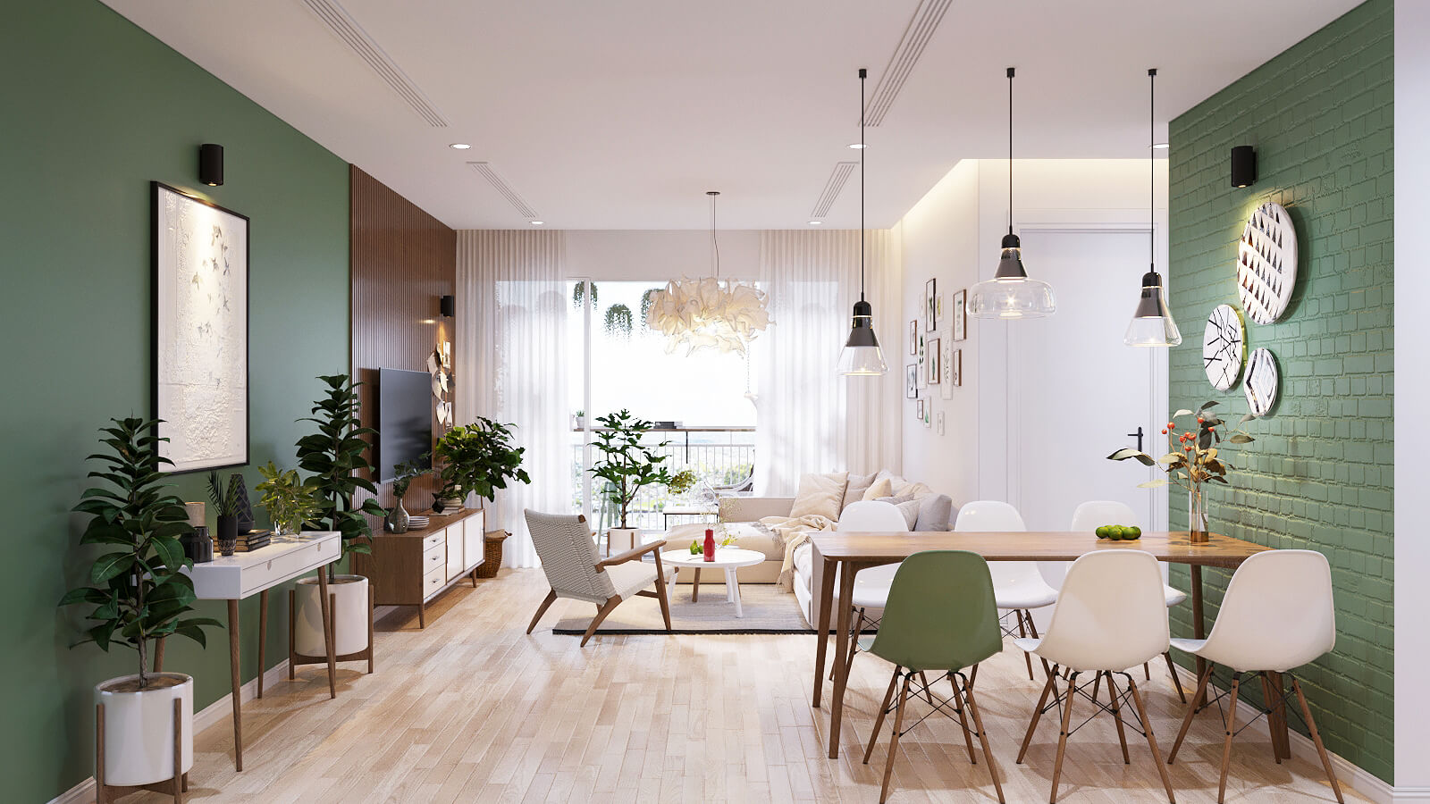 Thiết kế nội thất căn hộ chung cư 70m2 đẹp phong cách Bắc Âu | ROMAN