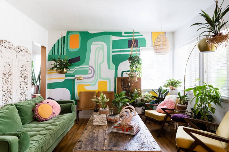 Trang trí phòng khách với cây xanh thân thiện với môi trường