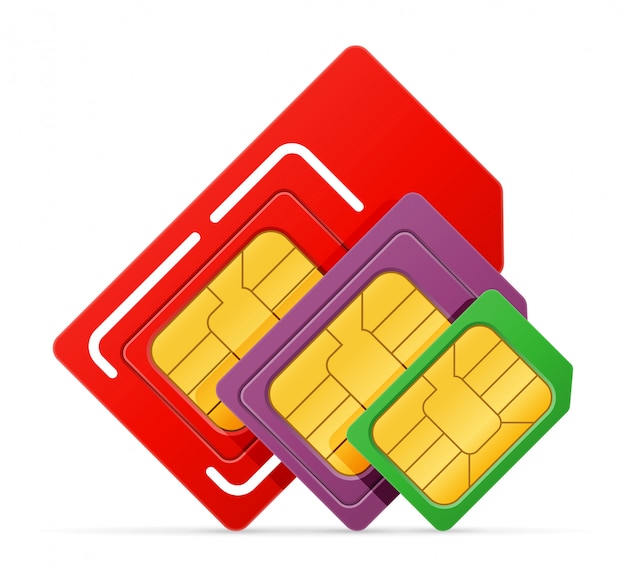 Uso de chip de tarjeta sim en teléfonos de comunicación digital | Vector Premium