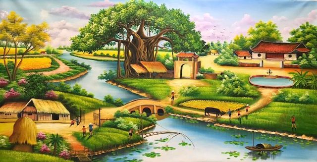 999 Bức tranh vẽ phong cảnh đồng quê tuyệt đẹp chất liệu sơn dầu, kính